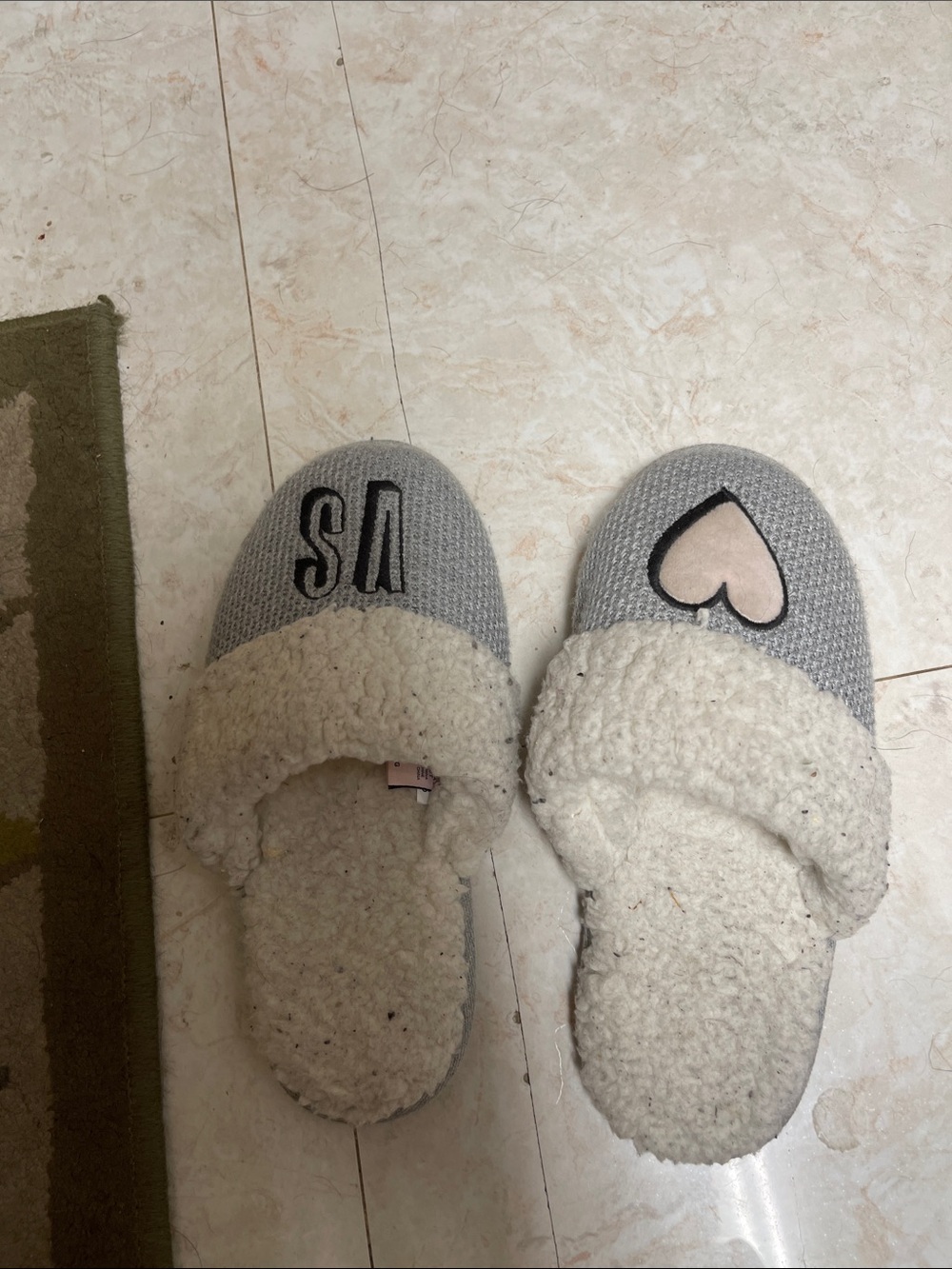 Victoria's Secret Grey Slip-On Heart Slippers